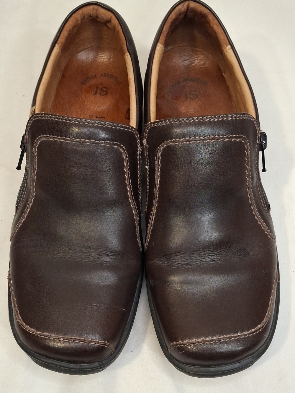 Josef Seibel Women's Dark Brown Leather Slip-On Side Zip Loafers. EU 40, US W10